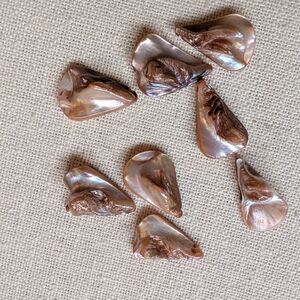 Vintage Iridescent Brown Pearlescent Shell Abalone Beads - Teardrop Shapes #22